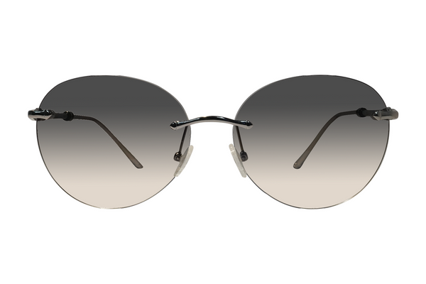 Round Rim Less Metal Sunglasses For Women